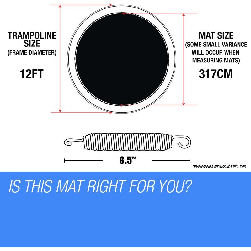 UP-SHOT 12ft Replacement Trampoline Mat - 72 Spring Round Spare Foot Parts