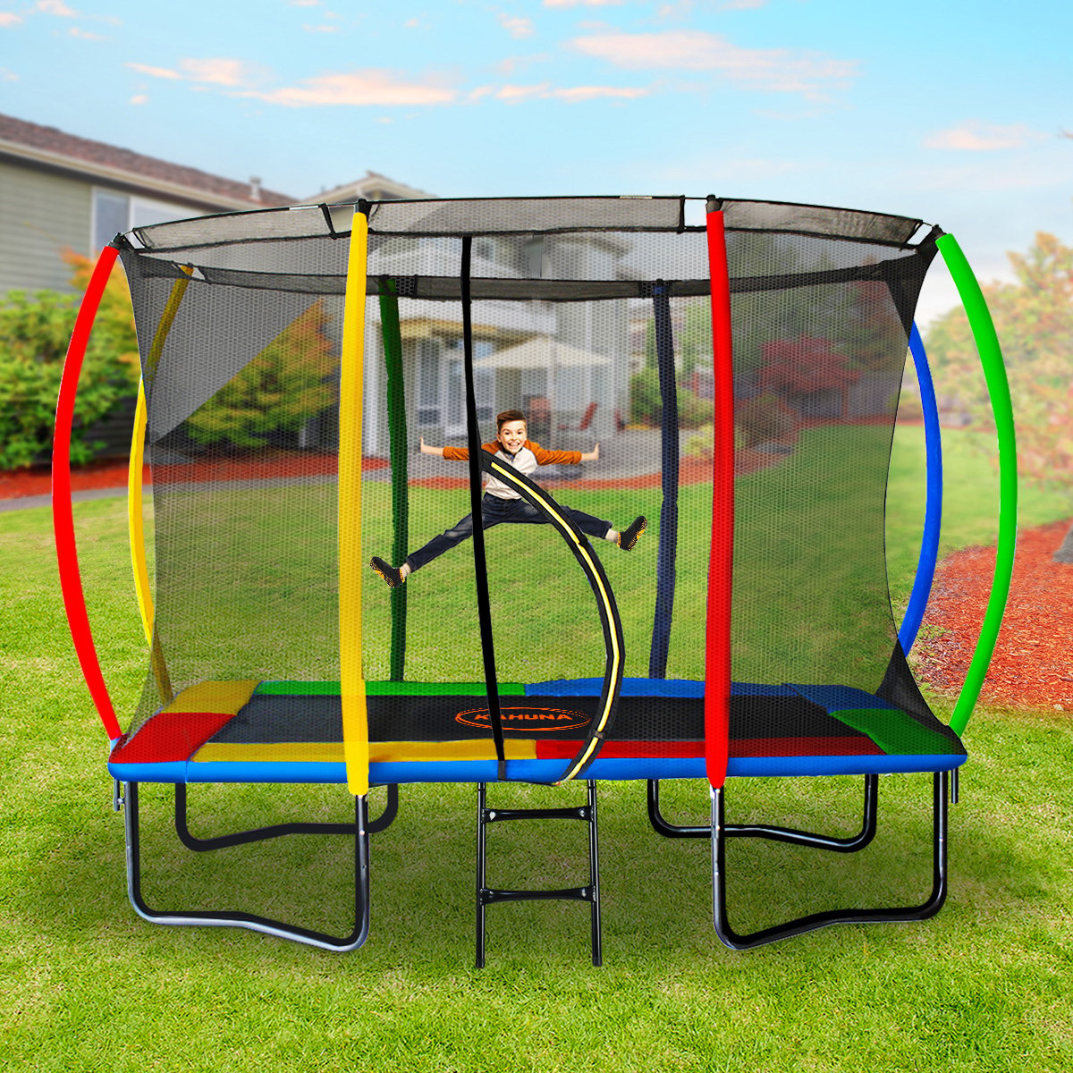 Kahuna 8ft x 11ft Outdoor Rectangular Trampoline With Safety Enclosure