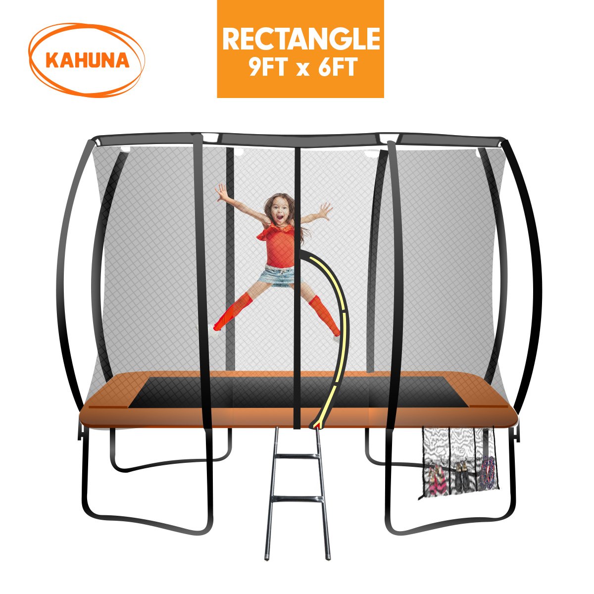 Kahuna 6ft X 9ft Trampoline Free Safety Net Spring Pad Cover Mat Ladder Basketball Set