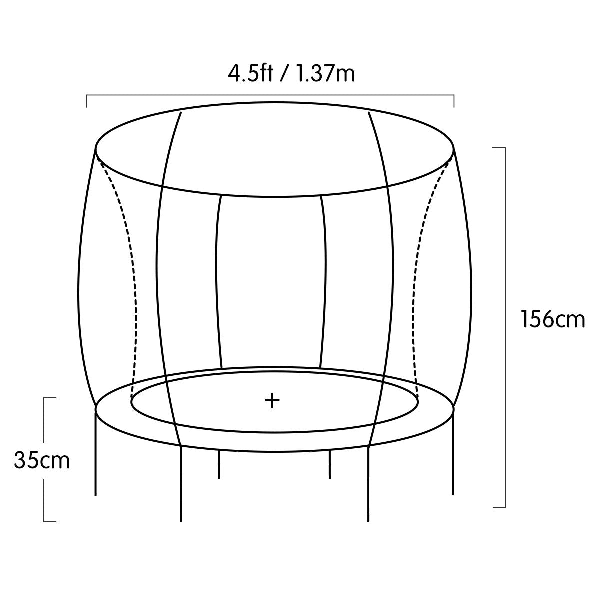 Kahuna 4.5ft Trampoline Round Free Safety Net Spring Pad Cover Mat Outdoor Red