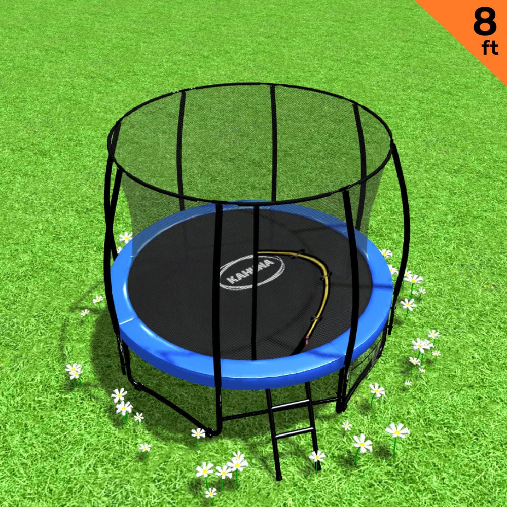 Kahuna 8ft Trampoline Free Ladder Spring Mat Net Safety Pad Cover Round Enclosure Blue