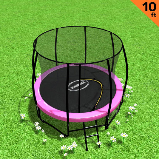 Kahuna 10ft Trampoline Free Ladder Spring Mat Net Safety Pad Cover Round Enclosure Pink