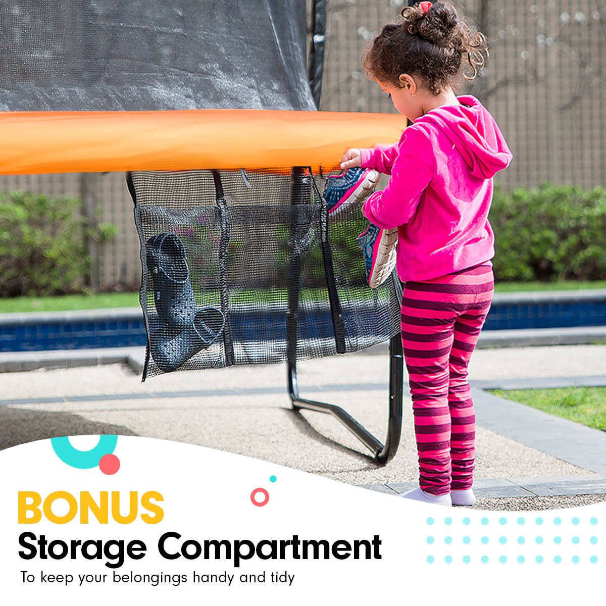 Kahuna 14ft Outdoor Trampoline Kids Children With Safety Enclosure Pad Mat Ladder Basketball Hoop Set - Orange